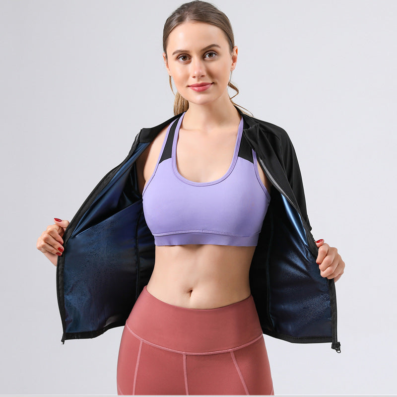Sauna Jacket Long- and Short-sleeve Shaping Clothes Yoga Clothes Sweating Zipper Reflective