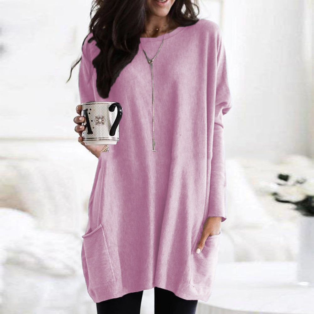 European And American Long-Sleeved Casual Pocket T-Shirt