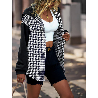 Women's Fashion All-match Casual Plaid Coat Top