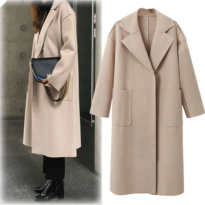 Woollen overcoat medium long woolen coat