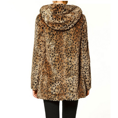 Zipped faux fur loose coat