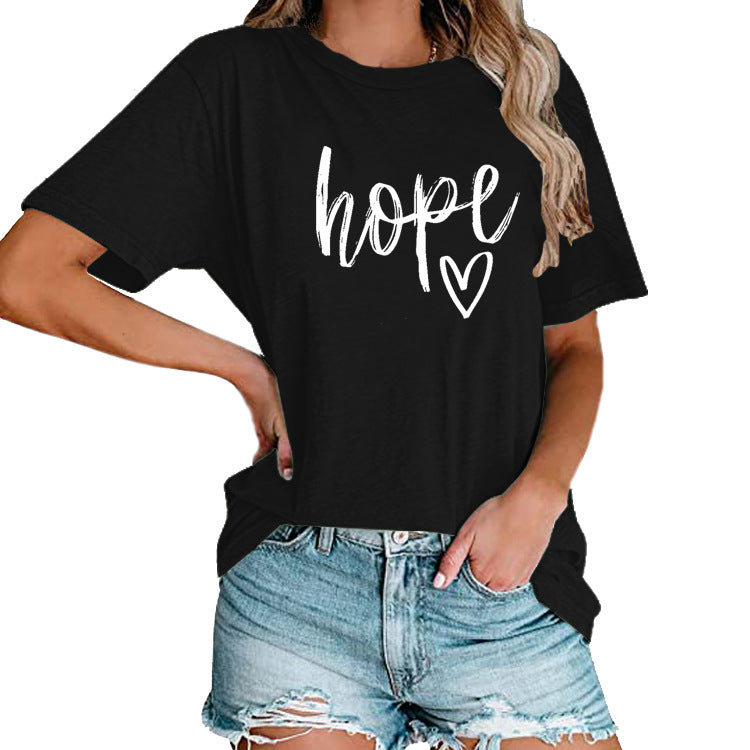 Women's HOPE Love Print Loose T-shirt