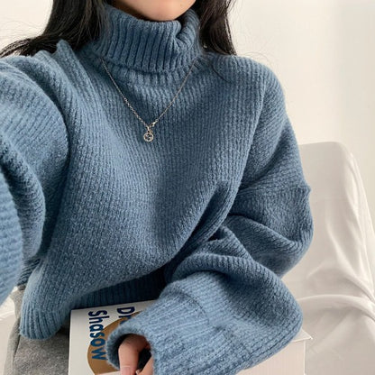 Retro Loose-fitting Thickened Warm Turtleneck Pullover Sweater