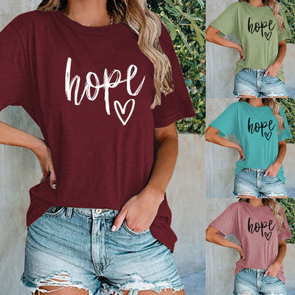 Women's HOPE Love Print Loose T-shirt