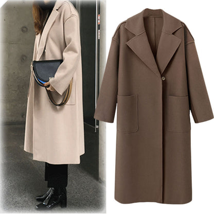 Woollen overcoat medium long woolen coat