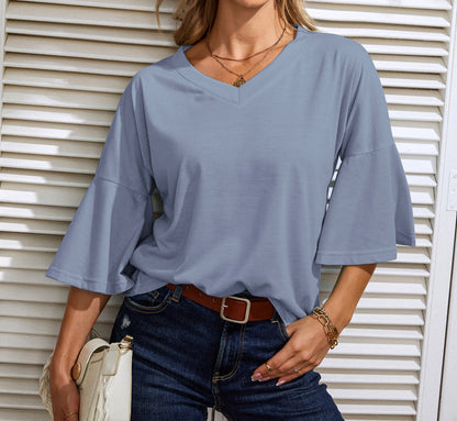 Flare Sleeved Loose Casual T-shirt