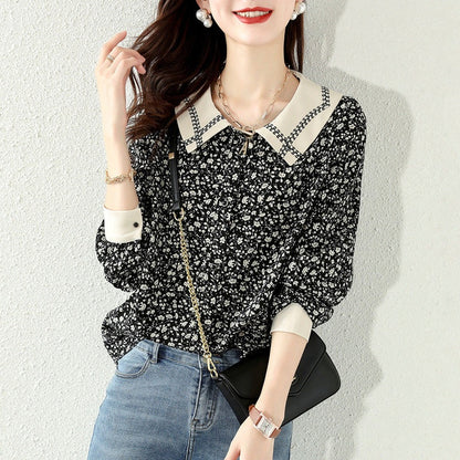 Fashion Design Loose Slimming Elegant Floral Top