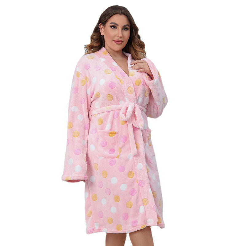 Women's Fashion Casual Flannel Nightgown Homewear Can Be Worn Outside