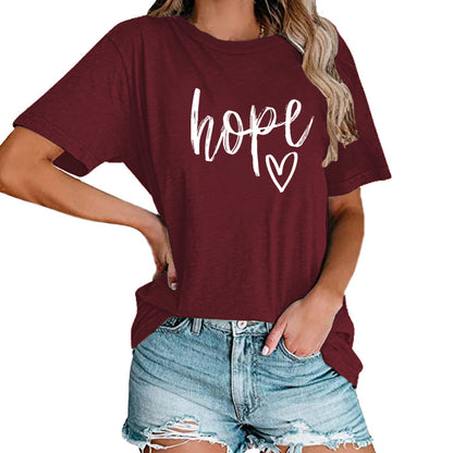 Women's HOPE Love Print Loose T-shirt