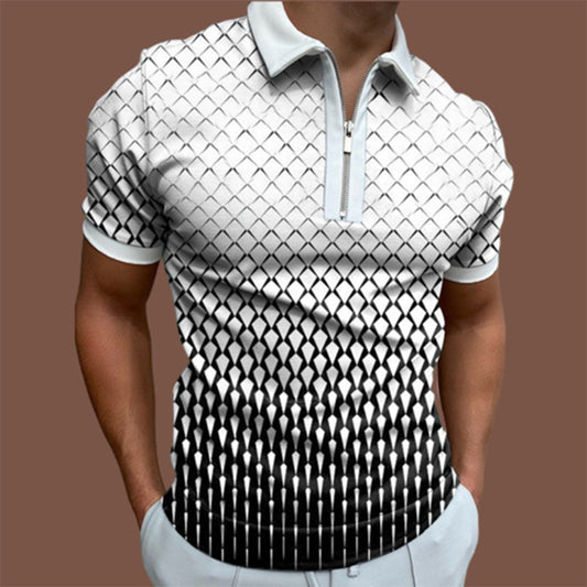 Fashion Printed Lapel Short Sleeves