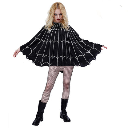 Halloween  Women Spider Web Costume Fancy Dress Ball Cloak