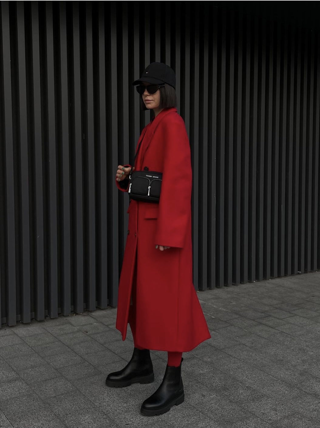 Ladies Red Fashion Personality Premium Sense Long Coat