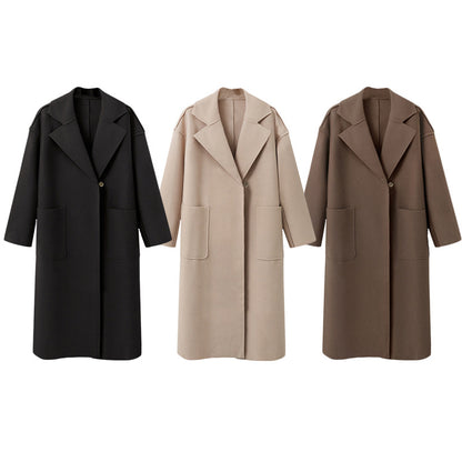 Woollen overcoat medium long woolen coat