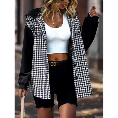 Women's Fashion All-match Casual Plaid Coat Top