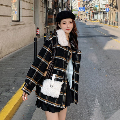 Fur And Velvet Thickened Small Fragrant Lamb Wool Coat