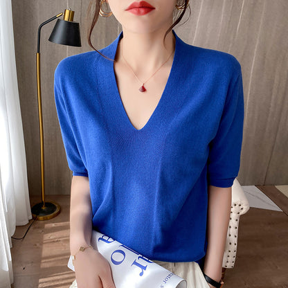 Women Cotton Loose T-shirt Thin Pullover Top