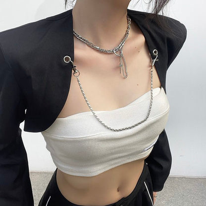 Women's Fashion Chain Vest Blazer Top