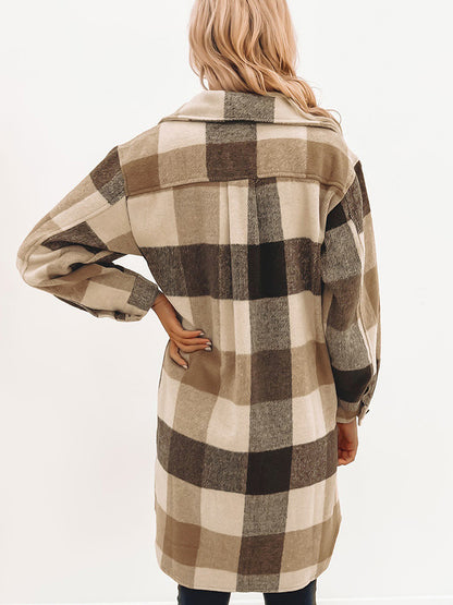 Loose Button Pocket Long Sleeve Coat Long And Simple All-match Jacket