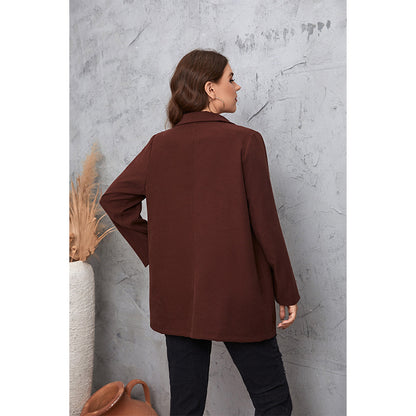 Brown Casual Plus Size Suit Coat Women's