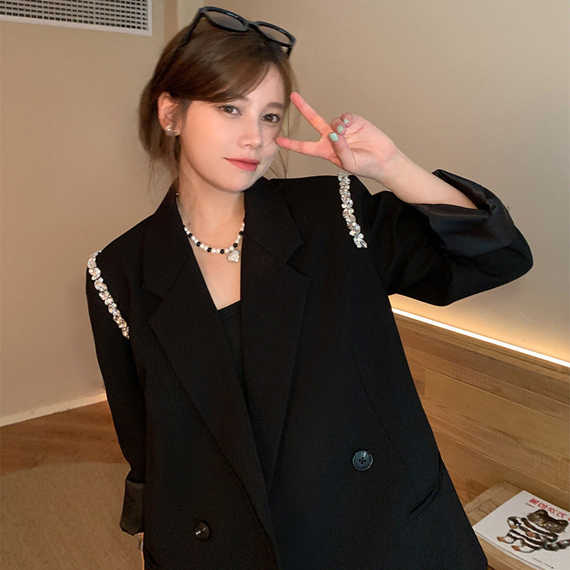 Spring And Autumn New Loose Mid-length Large Size Suit Jacket