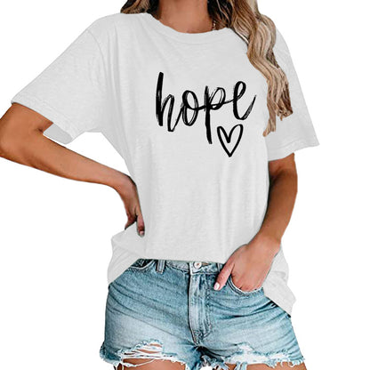 Women's HOPE Love Print Loose T-shirt