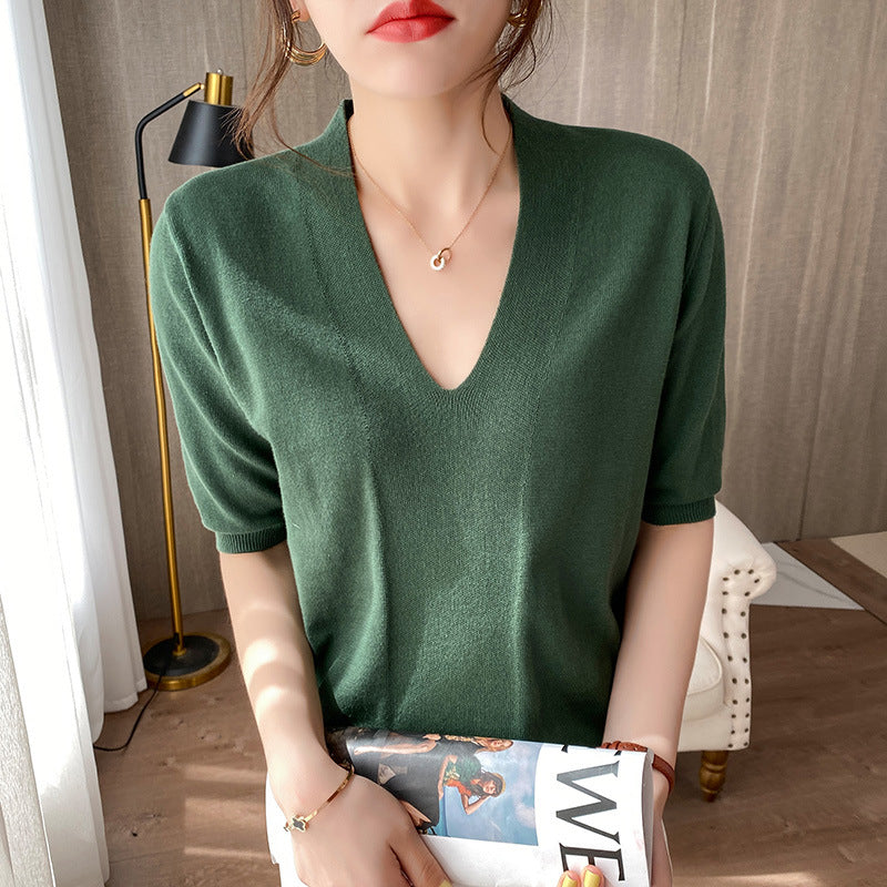 Women Cotton Loose T-shirt Thin Pullover Top