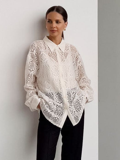 Women's Temperament Leisure Fashion Jacquard Hollow Shirt