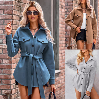 Women's Fashionable Woolen Woolen Coat