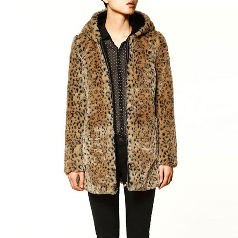 Zipped faux fur loose coat