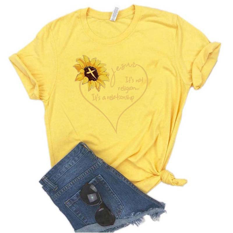 Sunflower "Its Not Religion Its A Relationship" T Shirt l Women