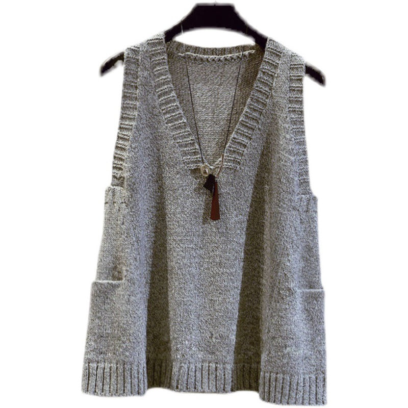 Loose Sweaters Vest Pullover V-neck