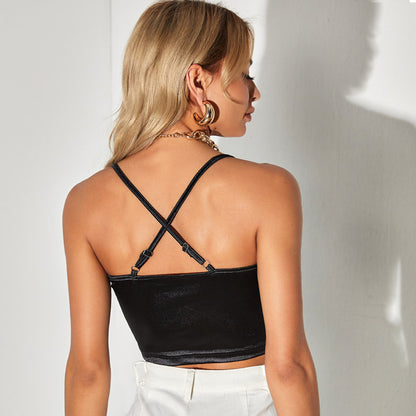 Tube Top V-Neck Camisole Cropped Crop Top