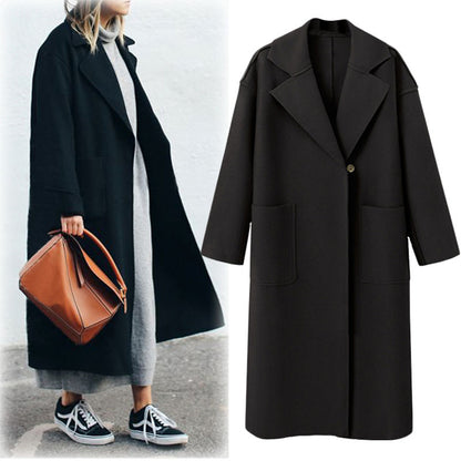 Woollen overcoat medium long woolen coat