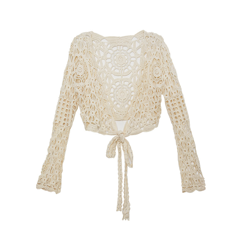 Hollow Lace Knitted Cardigan For Women