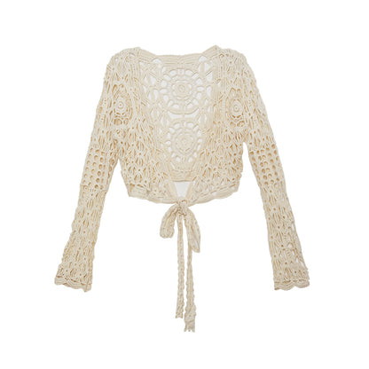 Hollow Lace Knitted Cardigan For Women