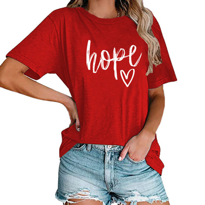 Women's HOPE Love Print Loose T-shirt