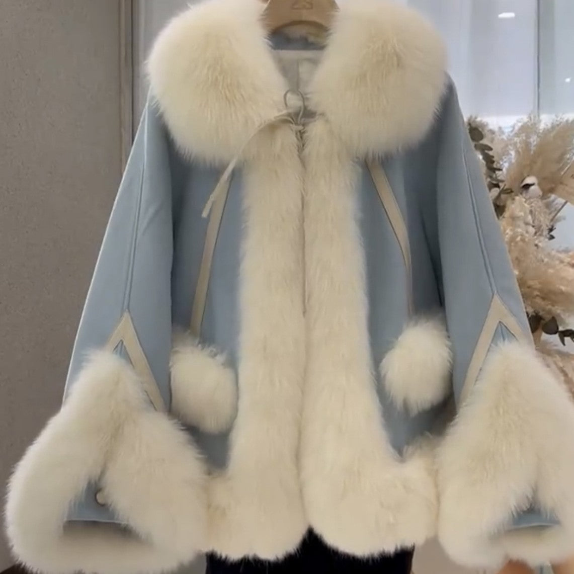 One Piece Patchwork Fur Coat For Women