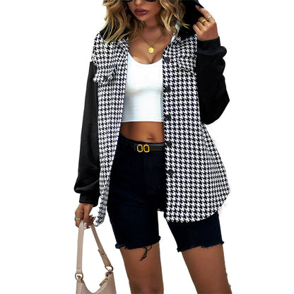 Women's Fashion All-match Casual Plaid Coat Top