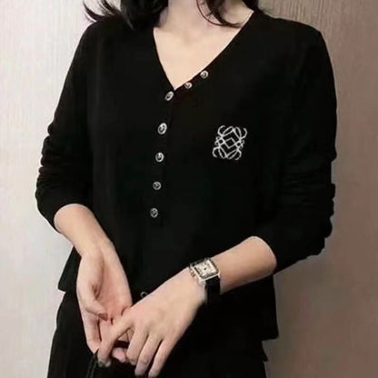 Versatile Double-sided V-neck Long Sleeve Top