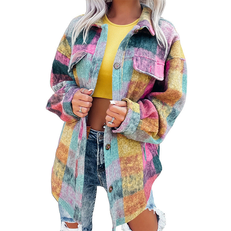 Loose Multi-color Long-sleeved Coat For Women