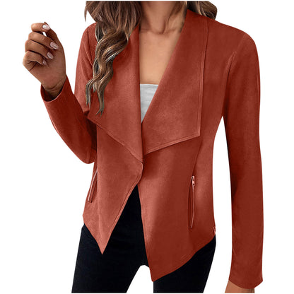 Women's Solid Color Suede Coat