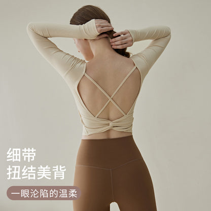 Yoga Clothes Long-sleeved Top Back Shaping Padded Women