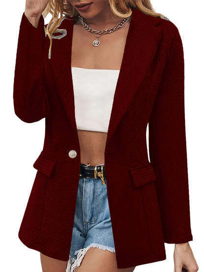 Women's Fashion Casual Long Sleeve Solid Color Suit Coat