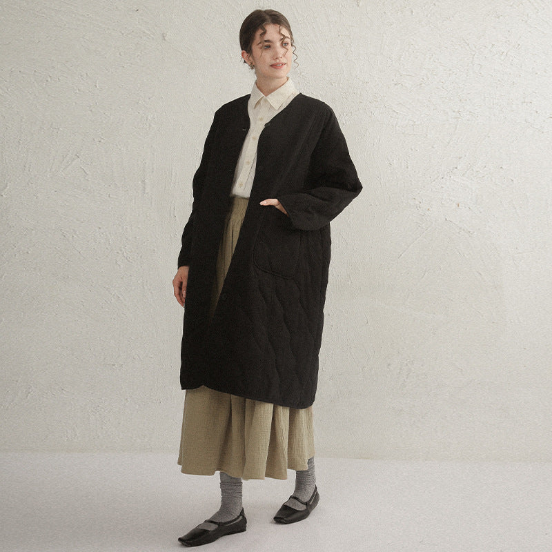New Autumn And Winter Robe Cotton Coat Three-layer Quilted Chic Long Thick Cardigan