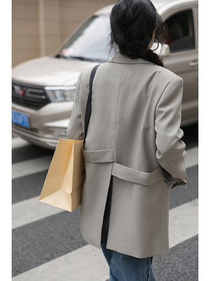 Miding Casual Gray Suit Jacket Women Spring And Autumn