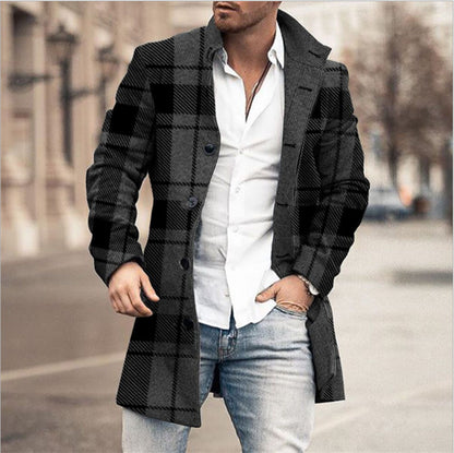 Men's Fashion Casual Tweed Stand-up Collar Coat