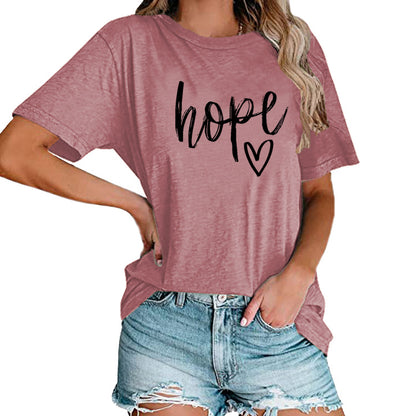 Women's HOPE Love Print Loose T-shirt