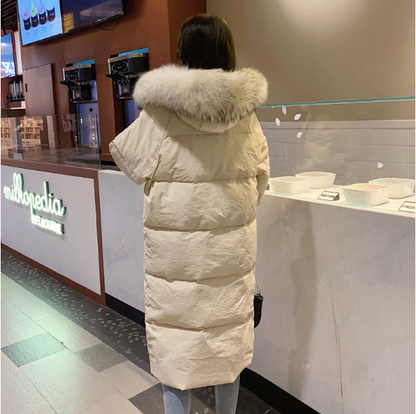 Women's Mid-length Big Fur Collar Over-the-knee Bread Coat