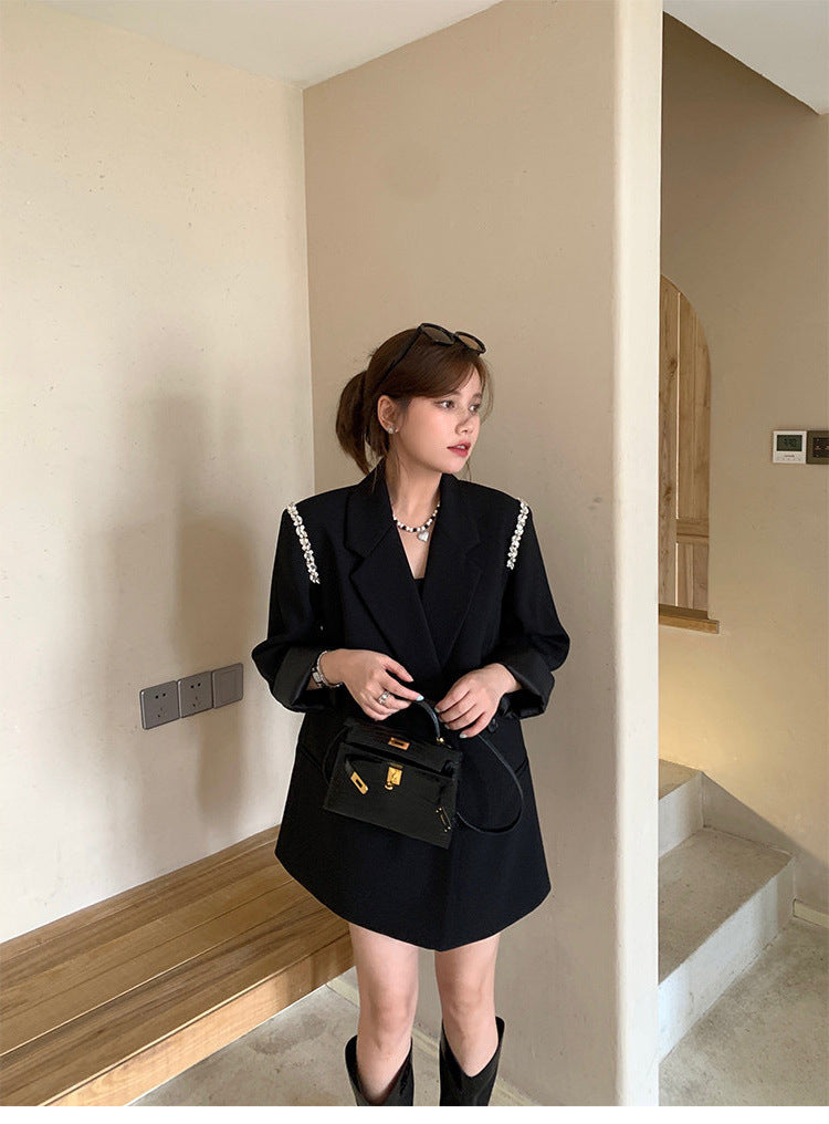 Spring And Autumn New Loose Mid-length Large Size Suit Jacket