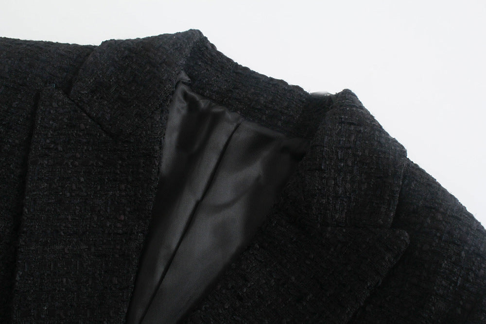 Stylish Double-breasted Textured Slim-fit Blazer